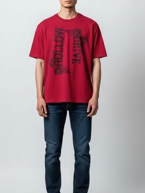 Vintage Used Men's Graphic Crewneck T‑Shirt in Red Size Xlg